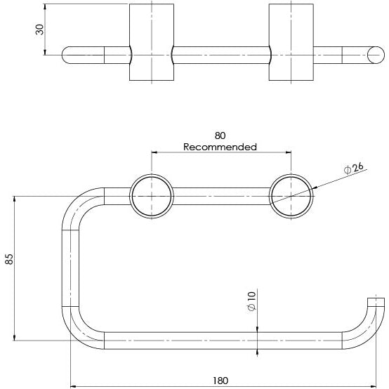 Phoenix Vivid Slimline Toilet Roll Holder Brushed Gold, technical line drawing with dimensions