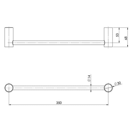 111-8500_Vivid_Slimline_Hand_Towel_Rail_Line_Drawing
