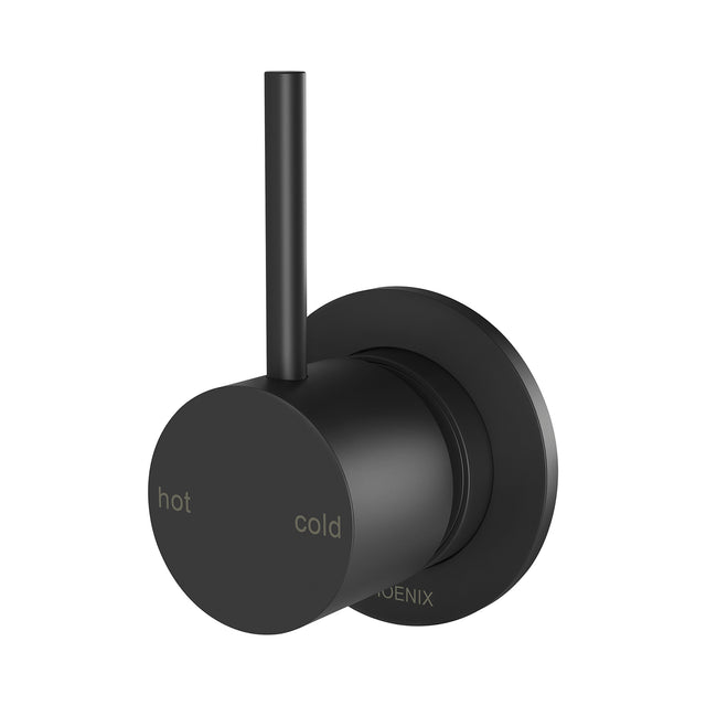 Phoenix Vivid Slimline Up shower / wall mixer in Matte Black, product view on a white background by Tilemall