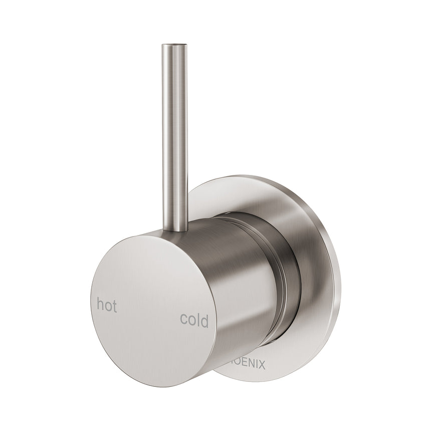 Phoenix Vivid Slimline Up shower / wall mixer in Brushed Nickel, product view on a white background by Tilemall