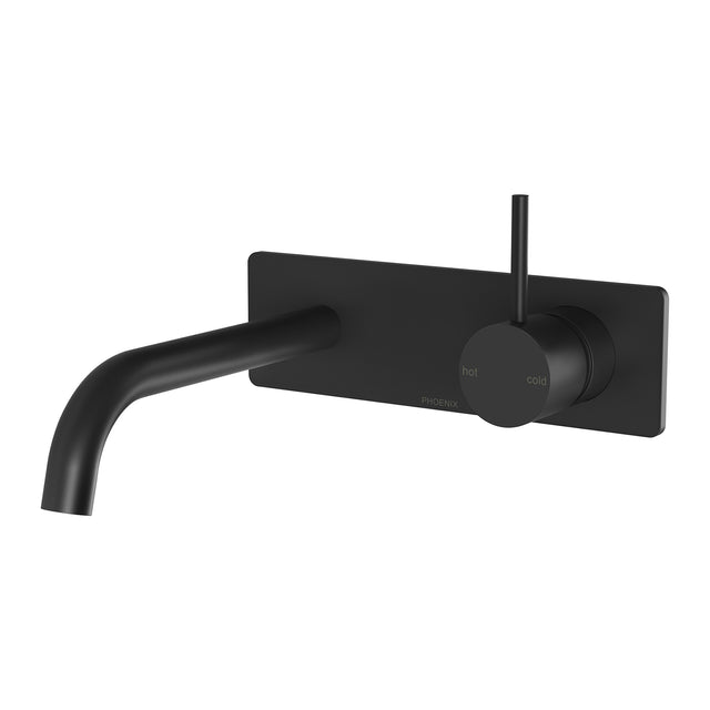 Phoenix Vivid Slimline Up basin / bath wall mixer set in Matte Black, product view on a white background by Tilemall
