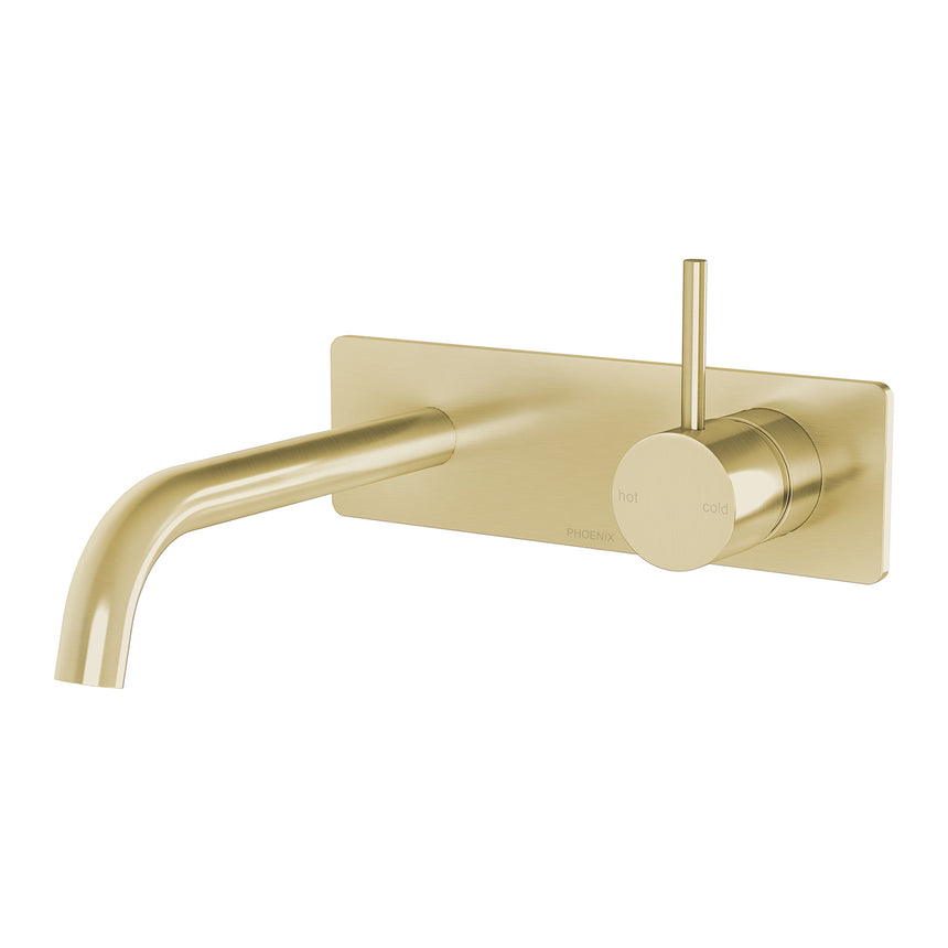 Phoenix Vivid Slimline Up basin / bath wall mixer set in Brushed Gold, product view on a white background by Tilemall
