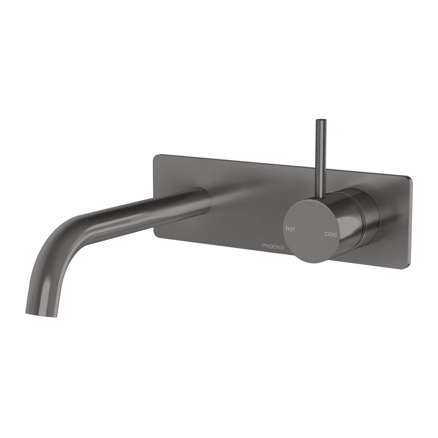 Phoenix Vivid Slimline Up basin / bath wall mixer set in Brushed Carbon, product view on a white background by Tilemall