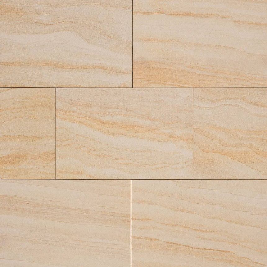 Teakwood Sandstone natural stone surface and installation by Tilemall