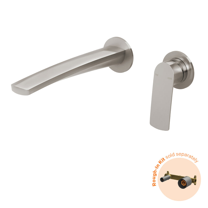 Phoenix Mekko SwitchMix Wall Basin / Bath Mixer Set Round Plates Fit-Off Kit Brushed Nickel, product view
