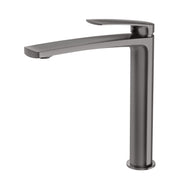 Phoenix Mekko brushed carbon vessel mixer by Tilemall with curved spout and single lever handle