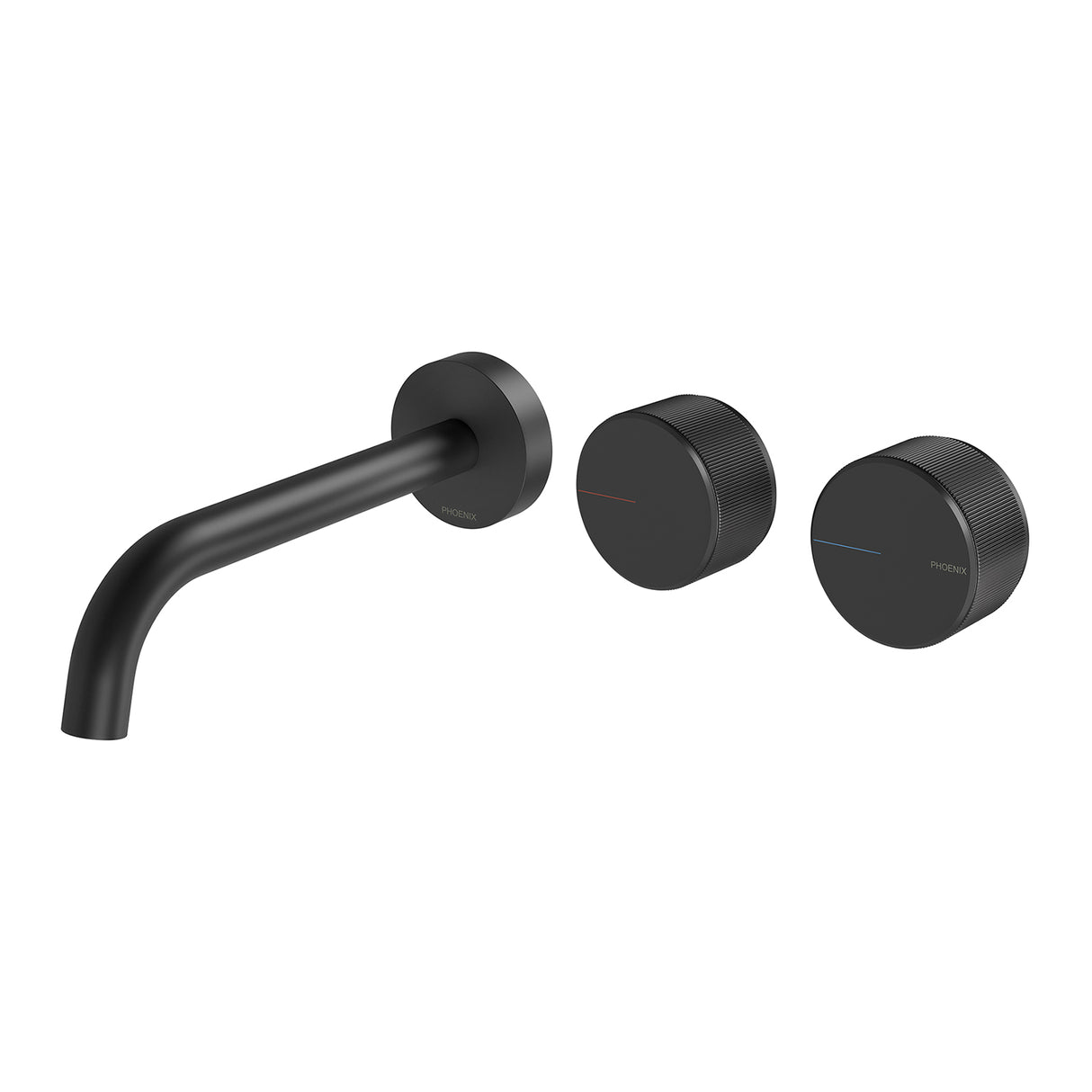 Phoenix Axia Wall Basin / Bath Curved Outlet Hostess Set 180mm Matte Black 3D Viewer