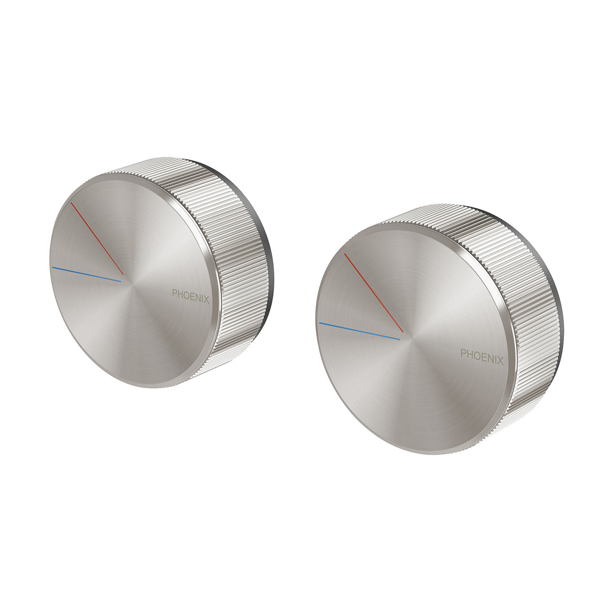 Phoenix Axia Twin Shower Mixer / Wall Mixer Brushed Nickel 3D Viewer