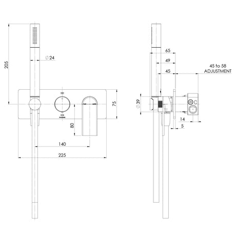 118-7490-Teel-Wall-Shower-System-Line-Drawing