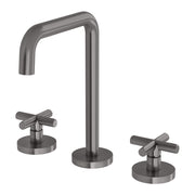 Phoenix Vivid Slimline Plus brushed carbon basin mixer by Tilemall with cross-handle taps