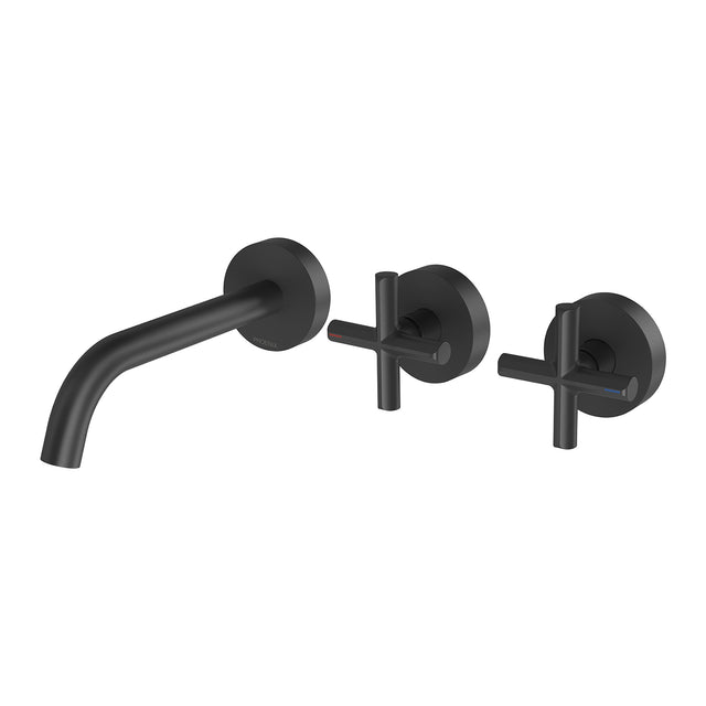 Phoenix Vivid Slimline Plus Wall Basin / Bath Hostess Set 180mm Outlet Matte Black, product view