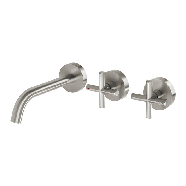 Phoenix Vivid Slimline Plus Wall Basin / Bath Hostess Set 180mm Outlet Brushed Nickel, product view