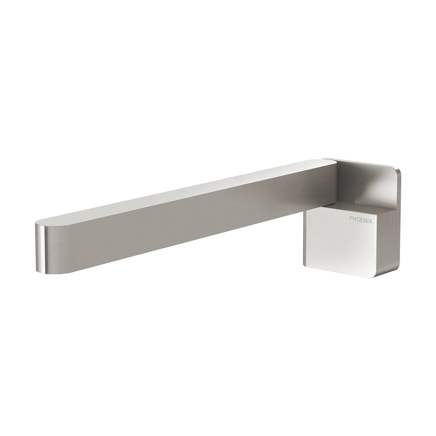 Phoenix Designer Swivel Bath Outlet 230mm Square Brushed Nickel, product view