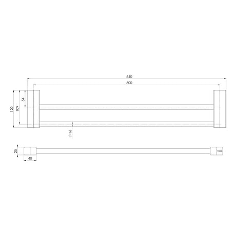 123-8110-Lexi-MKII-Double-Towel-Rail-600mm-Line-Drawing