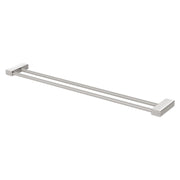 Phoenix Lexi MKII 800mm double towel rail in brushed nickel by Tilemall with square wall brackets