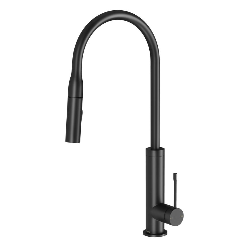 Phoenix Deja Pull Out Sink Mixer 220mm Matte Black, product view