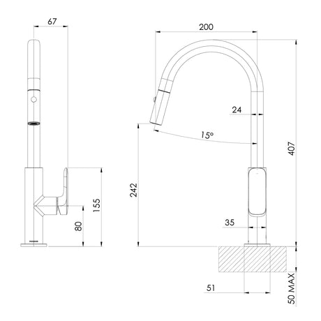 129-7105-1-Nuage-Pull-Out-Sink-Mixer-Line-Drawing