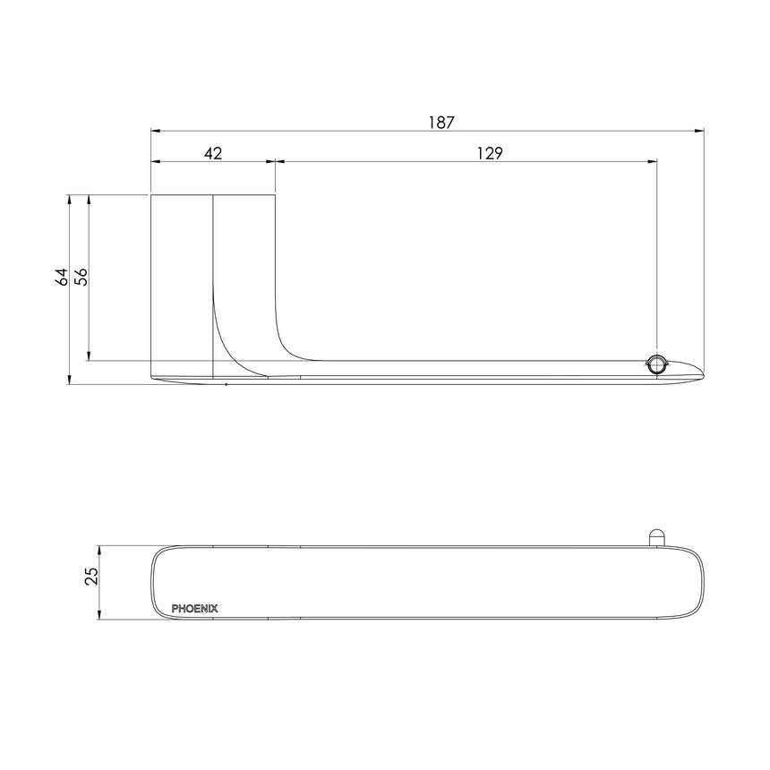 Phoenix Nuage Toilet Roll Holder Chrome, technical line drawing with dimensions