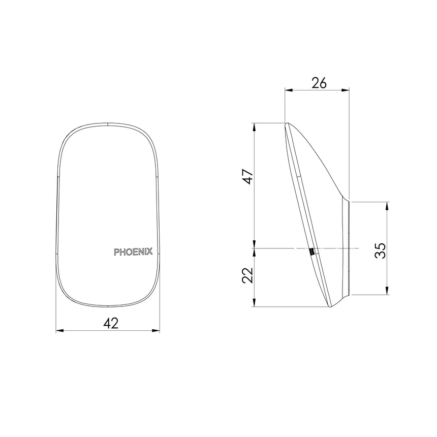 Phoenix Nuage Robe Hook Brushed Nickel, technical line drawing with dimensions