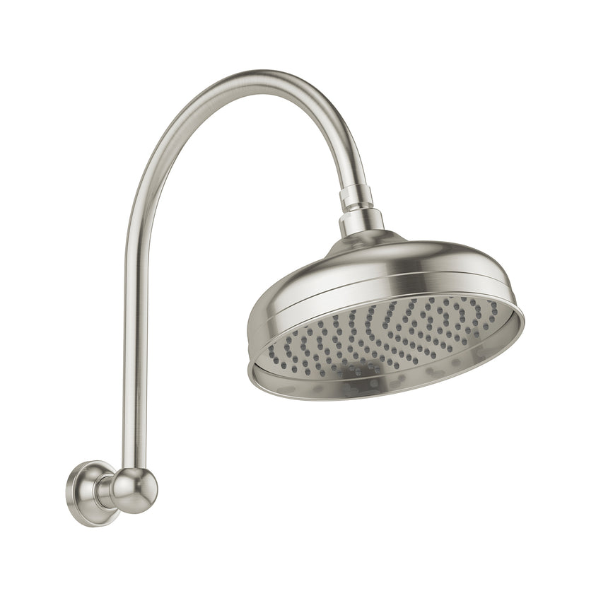Phoenix Cromford Hi Rise Shower Arm & Rose 210mm Brushed Nickel, product view
