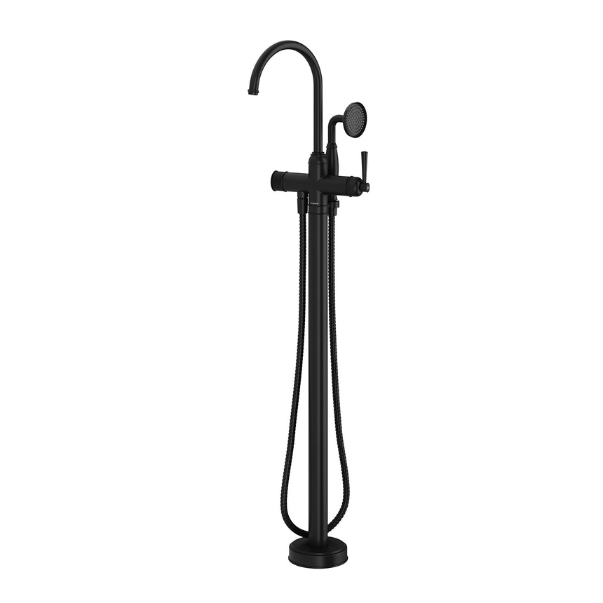 Phoenix Cromford Floor Mounted Bath Mixer with Hand Shower Matte Black, product view