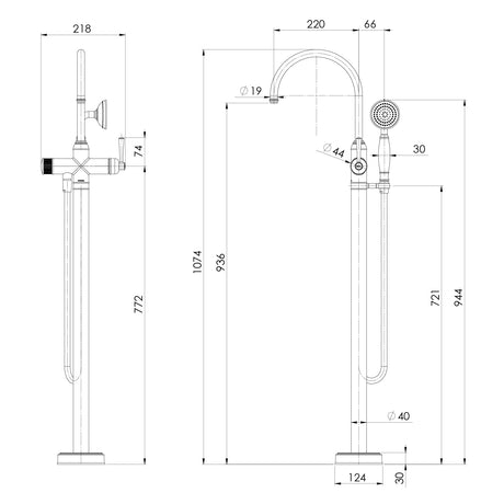 134-7451-Cromford-Floor-Mounted-Bath-Mixer-with-Hand-Shower-Line-Drawing