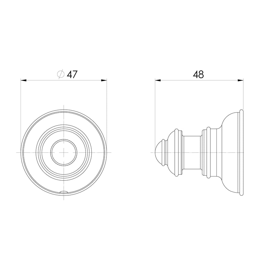 Phoenix Cromford Robe Hook Chrome, technical line drawing with dimensions