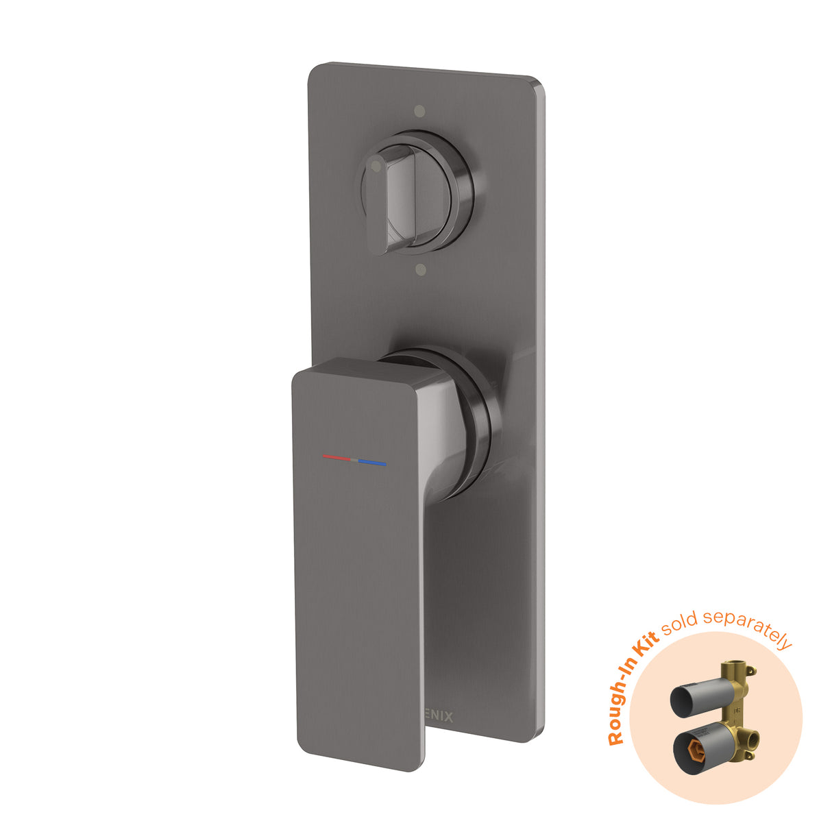 Phoenix Gloss MKII SwitchMix Shower / Bath Diverter Mixer Fit-Off Kit Brushed Carbon 3D Viewer