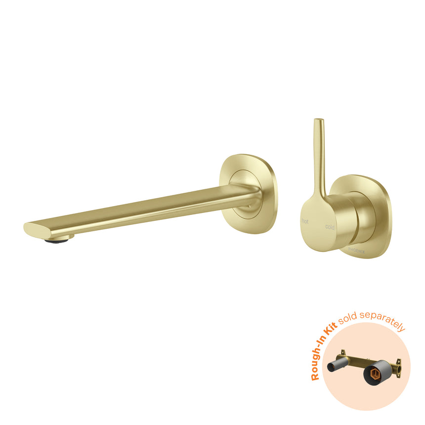 Phoenix Vask SwitchMix Wall Basin / Bath Mixer Set 200mm Pin Up Fit-Off Kit Brushed Gold, product view