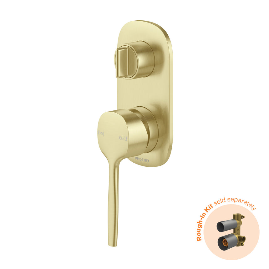 Phoenix Vask SwitchMix Shower / Bath Diverter Mixer Fit-Off Kit Brushed Gold, product view