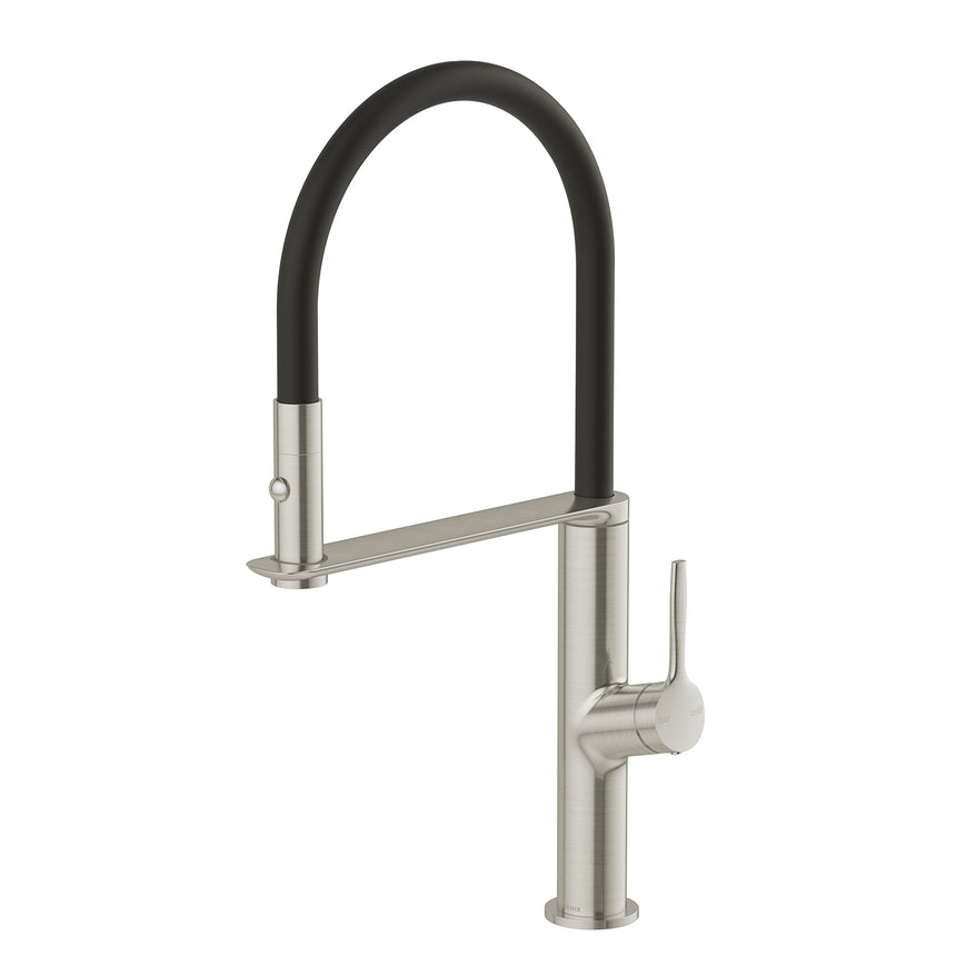 Phoenix Vask Flexible Hose Sink Mixer 200mm Brushed Nickel, product view