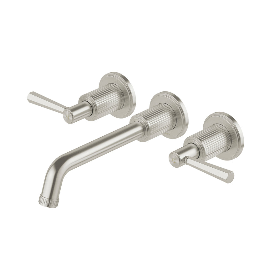 Phoenix Wiltern Wall Basin / Bath Tap Set 190mm Brushed Nickel, product view