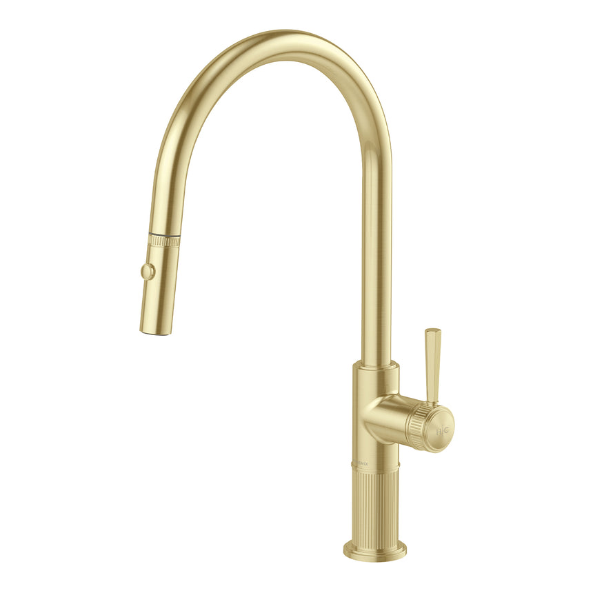 Phoenix Wiltern Pull Out Sink Mixer 230mm Brushed Gold, product view