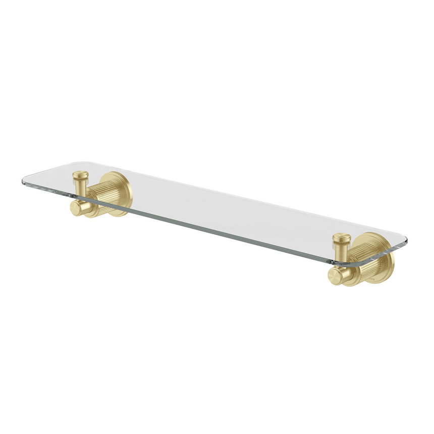 Phoenix Wiltern Glass Shelf 450mm Brushed Gold, product view