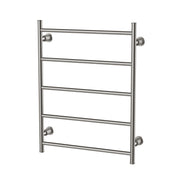 Phoenix Wiltern heated towel ladder 550mm x 750mm in brushed carbon by Tilemall, five horizontal rungs with wall-mounted