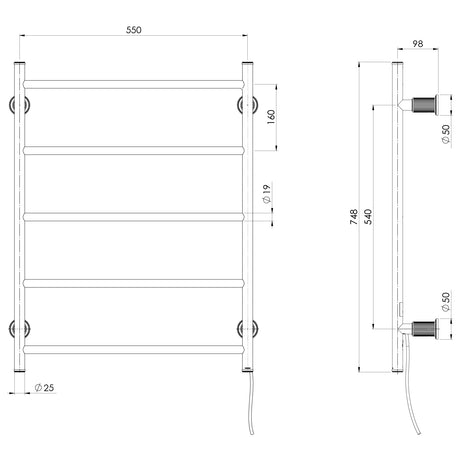 144-8750_Wiltern-Heated-Towel-Ladder_Line-Drawing
