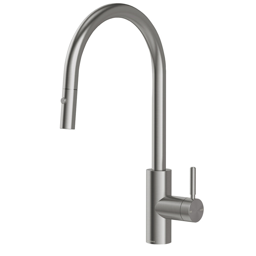 Phoenix Vivid MKII Pull Out Sink Mixer 240mm Gooseneck Brushed Carbon, product view