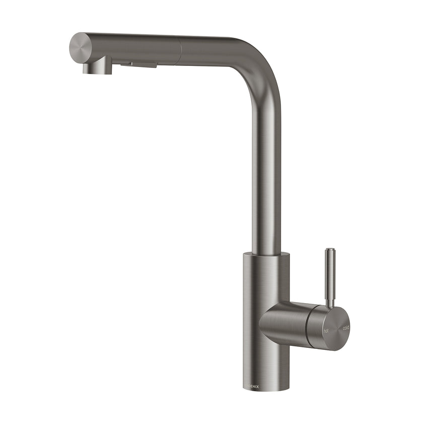 Phoenix Vivid MKII Pull Out Sink Mixer 230mm L Shaped Brushed Carbon, product view