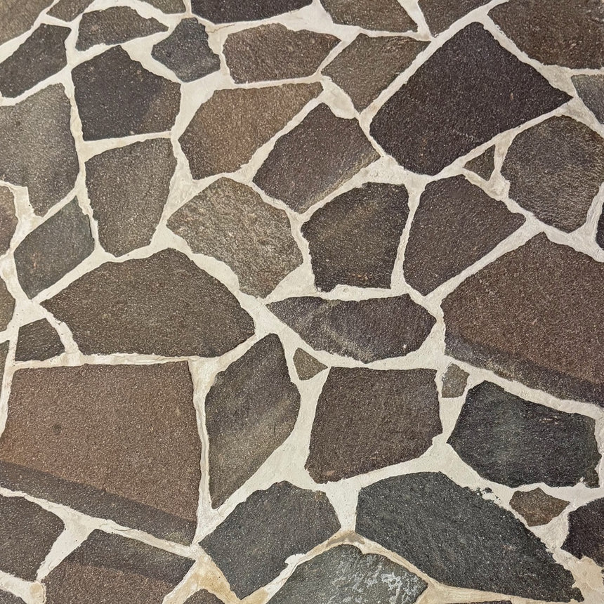 Porphyry mixed brown irregular paving with pale joints by Tilemall