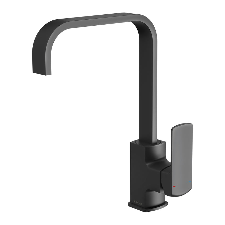 Phoenix Teva Sink Mixer 200mm Squareline Matte Black, additional product view