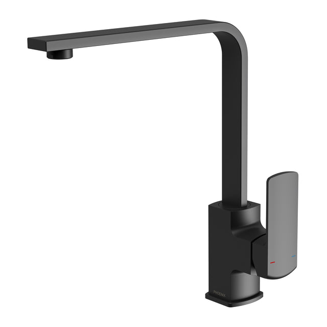 Phoenix Teva Sink Mixer 200mm Squareline Matte Black, product view