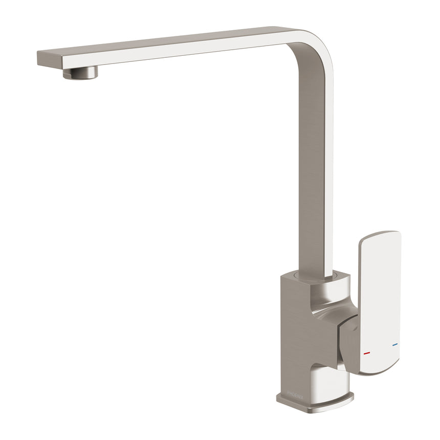 Phoenix Teva Sink Mixer 200mm Squareline Brushed Nickel, product view
