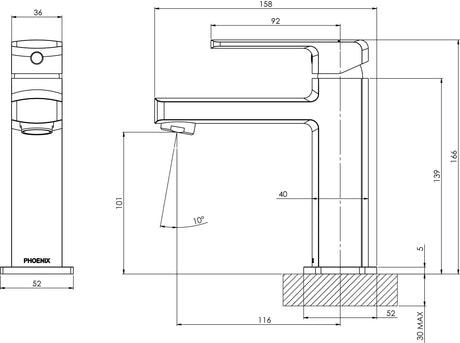 152-7704-Teva-Basin-Mixer-6-Star-Line-Drawing