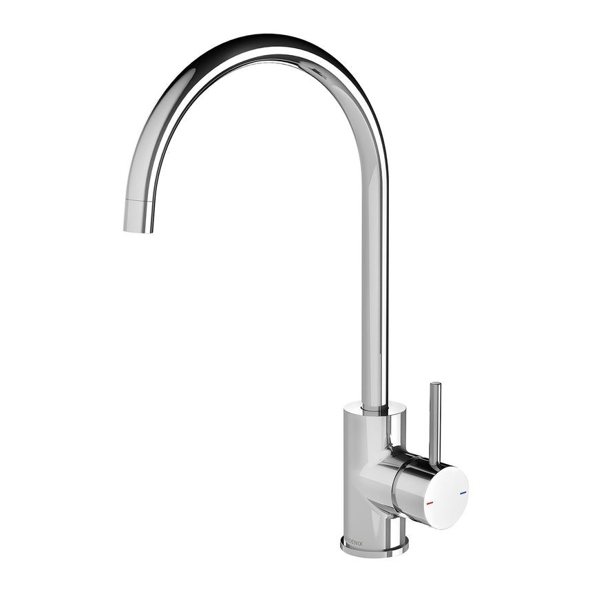 Phoenix Pina Sink Mixer 200mm Gooseneck 6 Star Chrome, product view