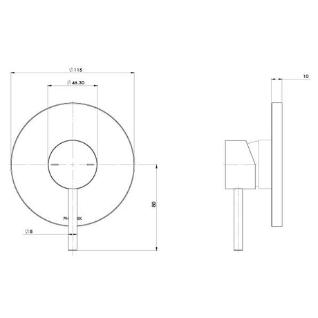 153-7805_Pina_Shower_Wall_Mixer_Trim_Kit_Only_Line_Drawing