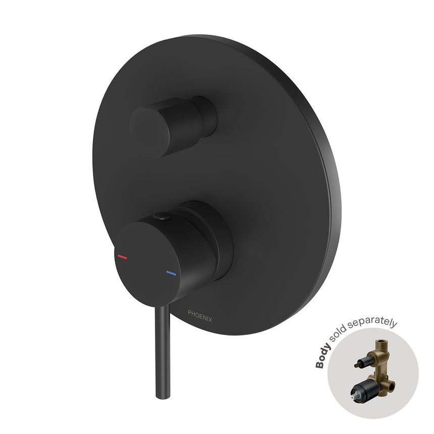 Phoenix Pina Shower / Bath Diverter Mixer Trim Kit Only Matte Black, product view