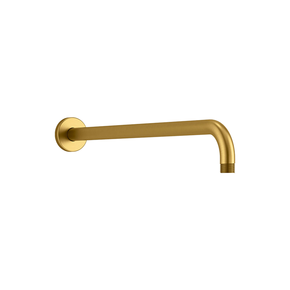 Kohler Shower wall-mounted brushed brass shower arm by Tilemall with round escutcheon
