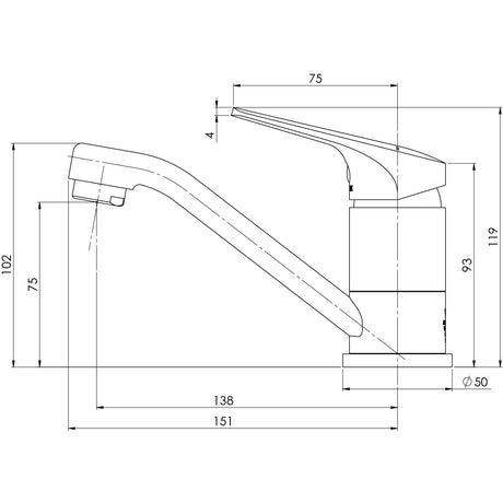 154-7711_Ivy_MKII_Basin_Mixer_Swivel_Line_Drawing