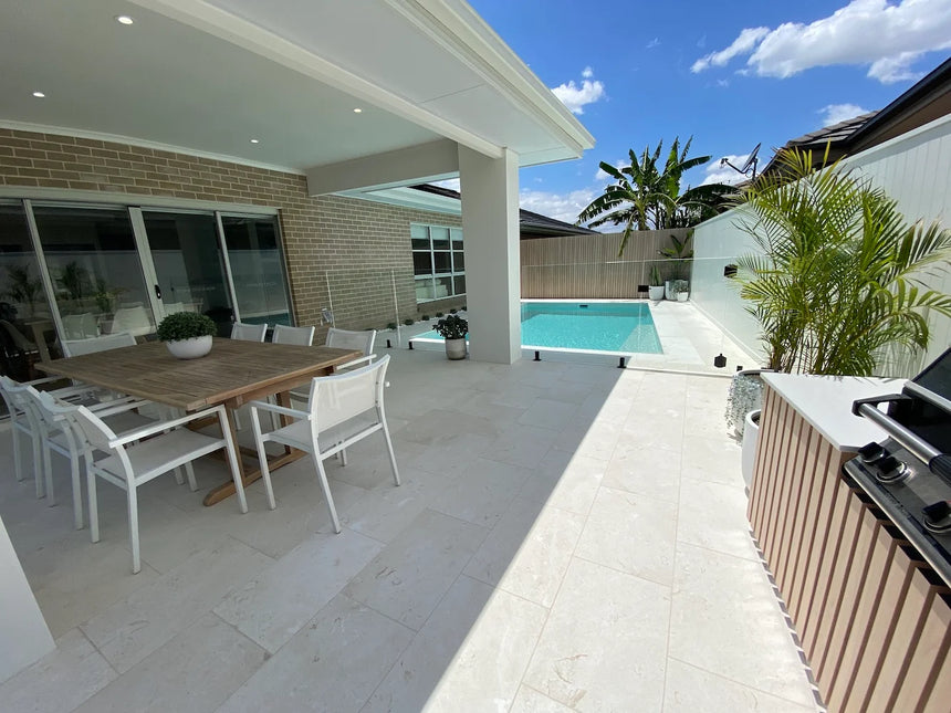 Indiana White Limestone natural stone surface and installation by Tilemall