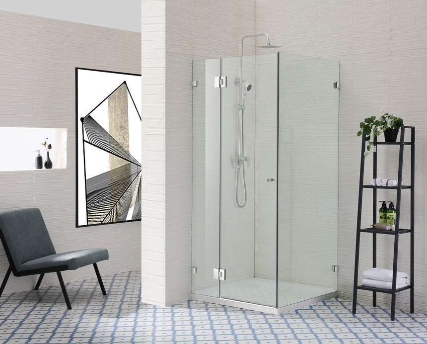 Covey CVP062 Chrome square corner shower enclosure in a bathroom